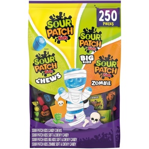 image:imageSOUR PATCH KIDS Soft amp Chewy Halloween Candy Variety Pack 250 Treat Bags  4 Varieties Gummy Candy and Soft Chews Bulk Candy Trick or TreatSize Snack Packs Individually Wrapped Pieces